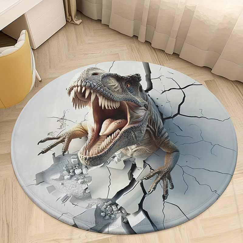 Commercial Wall Printing Machine - Kreative 3D-Dinosaurier-Fußmatte mit rissiger Wand und