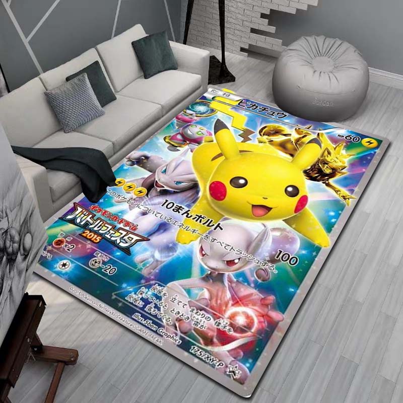 Commercial Printing Machine - Pokemon-Sammelkartenspiel-Teppich aus Flanell, rutschfeste, weiche Bodenmatte